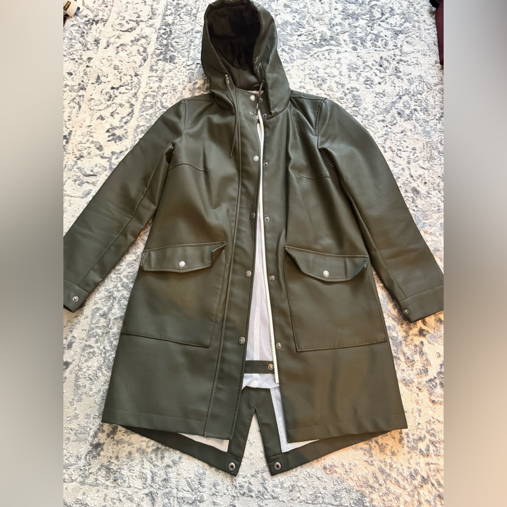 Levi's army Green Hooded Utility / raincoat with zip up and buttons